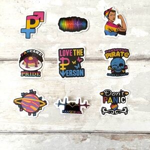 Pansexual Pride Pan Stickers Waterproof 9pc Bundle LGBTQ Flag Sticker Lot NEW